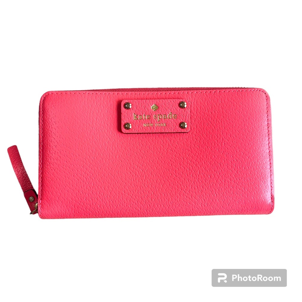 LIKE NEW! Kate Spade Wellesley Neda Long Zipper Wallet hot rose (pink)